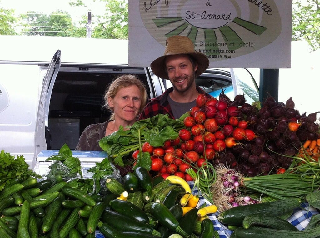 Jean Martin and Maude-Hélène at farmers market